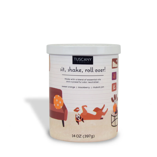 SIT, SHAKE, ROLL OVER SCENTED JAR CANDLE